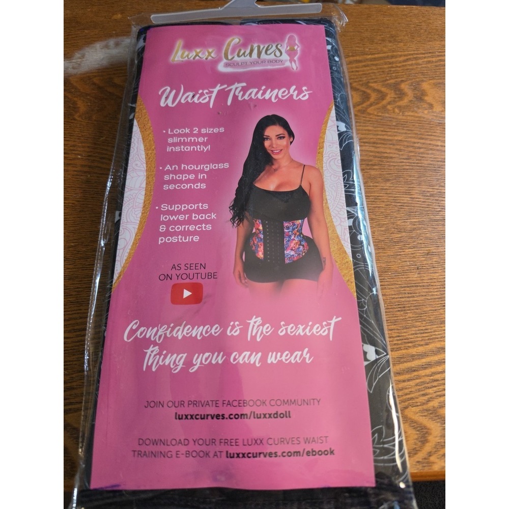 NEW In Package‎ Luxx Curves Waist Trainer SIZE 4XL Long Torso BLACK PAISLEY